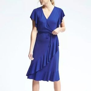 NWT Banana Republic Blue Flounce Wrap Dress
